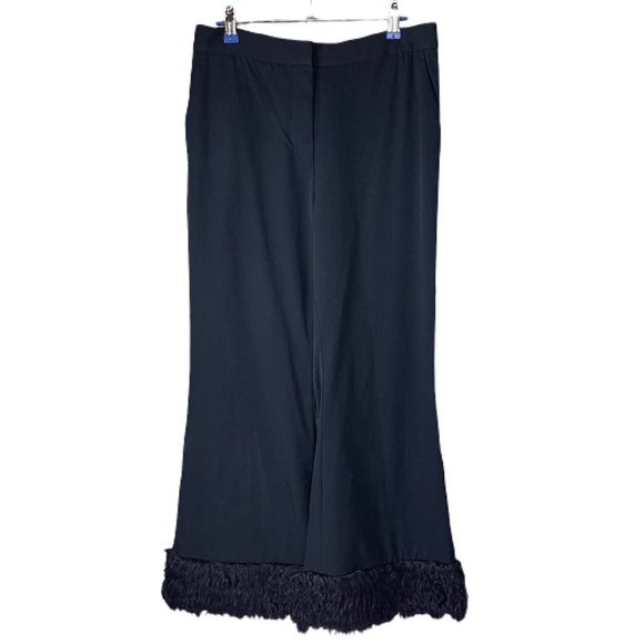 Stella McCartney Size 42 Fur Free Fur Fur Trimmed Wool Crop Pants